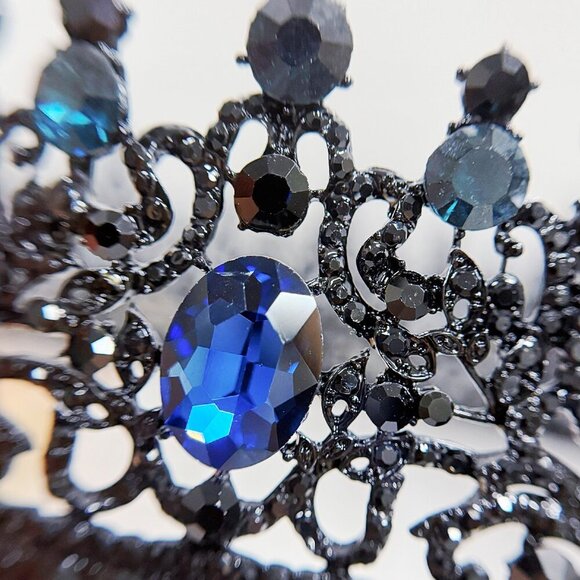 Renaissance Crown, Blue Stone Crown, Halloween Costume, Coronation Crown - Picture 8 of 9